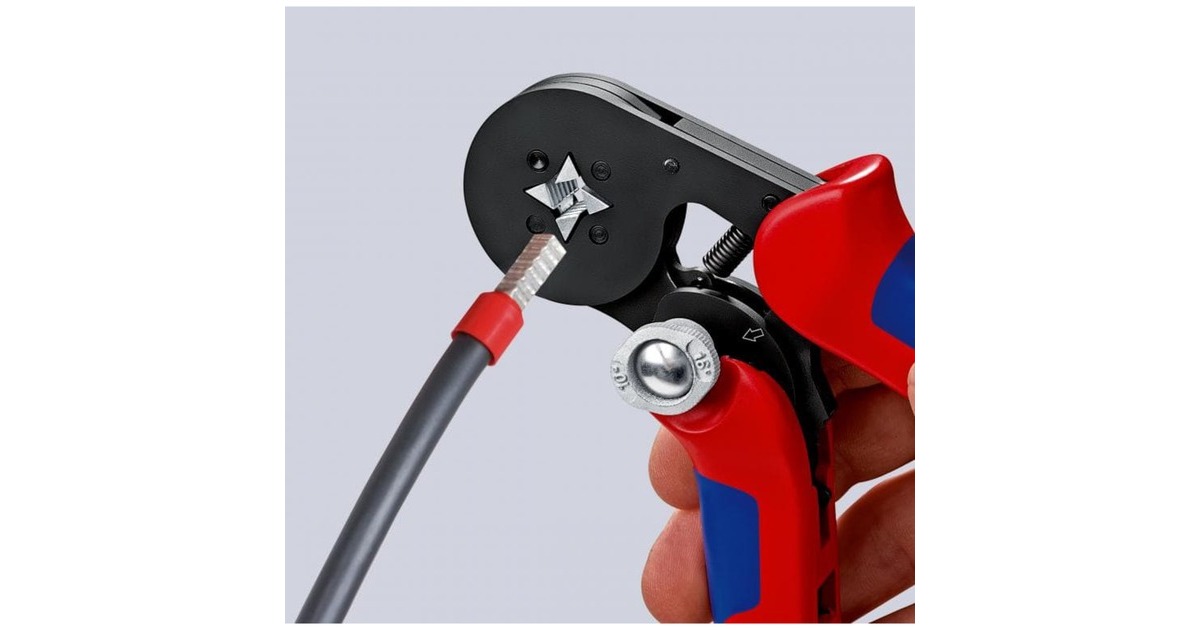 KNIPEXZelfinstellende krimptang voor adereindhulzen 97 53 04 SB  (Rood/blauw, met zij-invoering)
