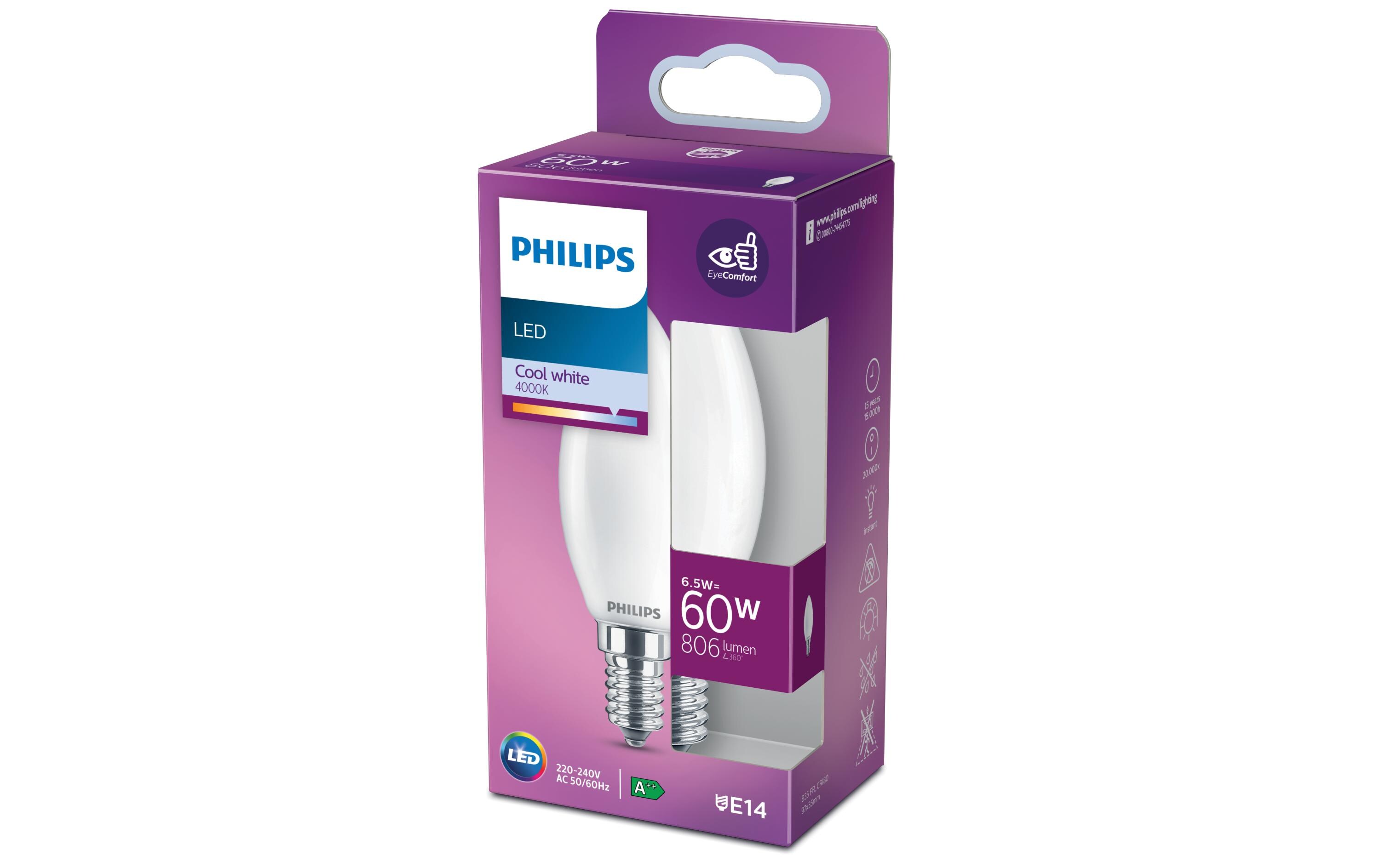 Lampe LED classic 60W E14 CW B35 FR ND NeutralweissLeuchtmittel B35 mit matter Oberfläche