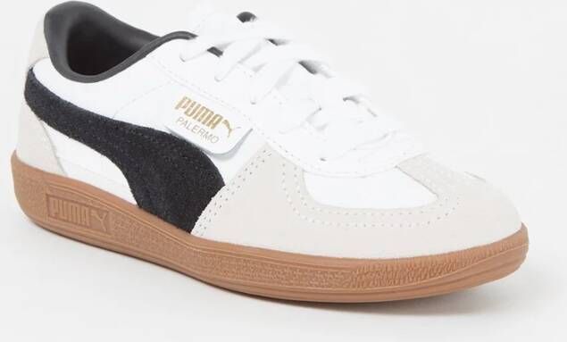Puma Palermo leren sneakers wit lichtgrijs zwart