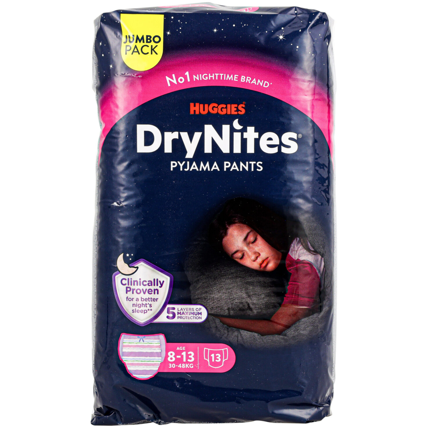 Huggies DryNites 8 -13 Jahre, 30-48kg, Girl Jumbo 13 Stück
