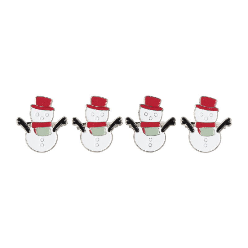 Servetring sneeuwpop - set van 4 - ø5 cm