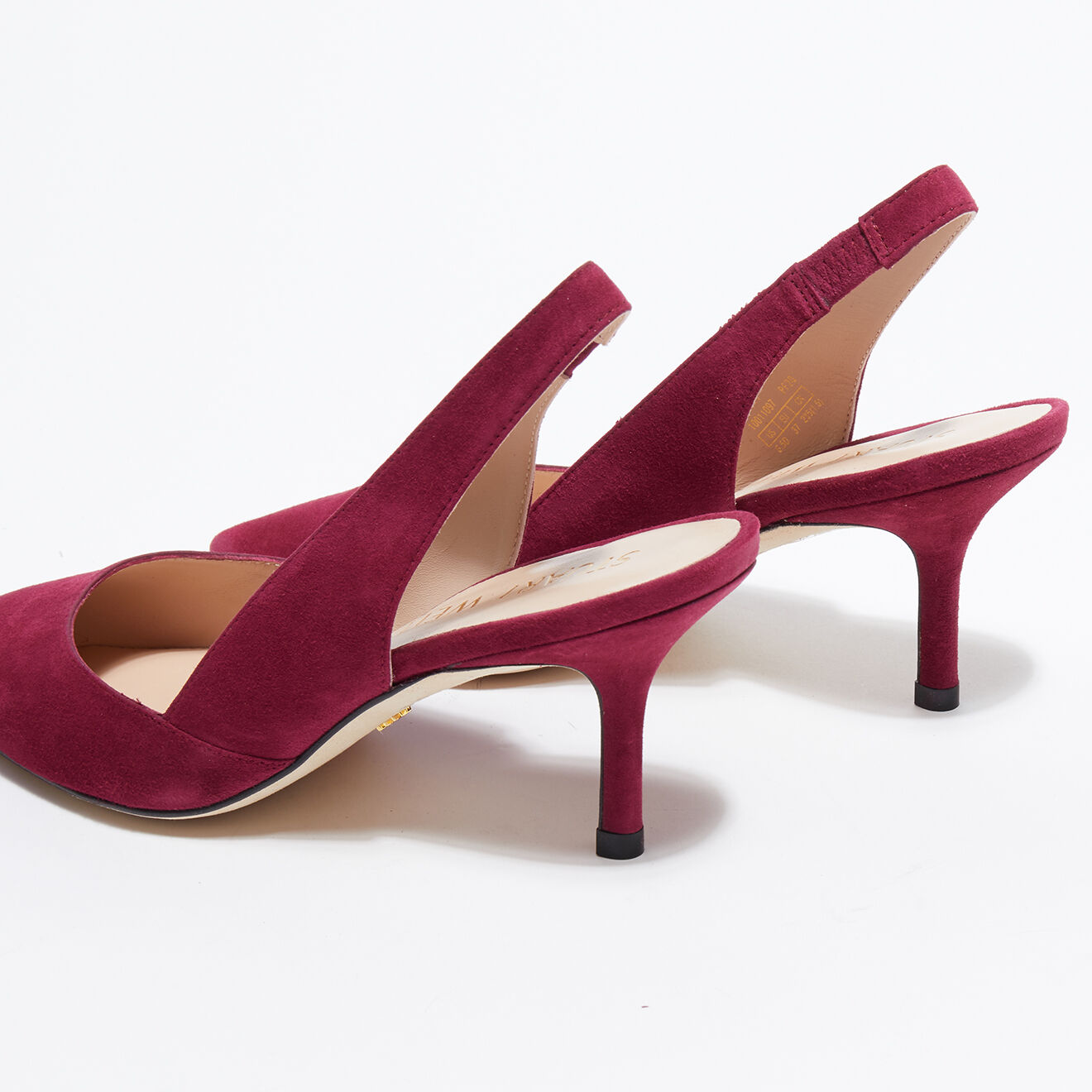 Stuart Weitzman Slingbacks en Velours de Cuir Leilana framboise - Talon 7.5 cm