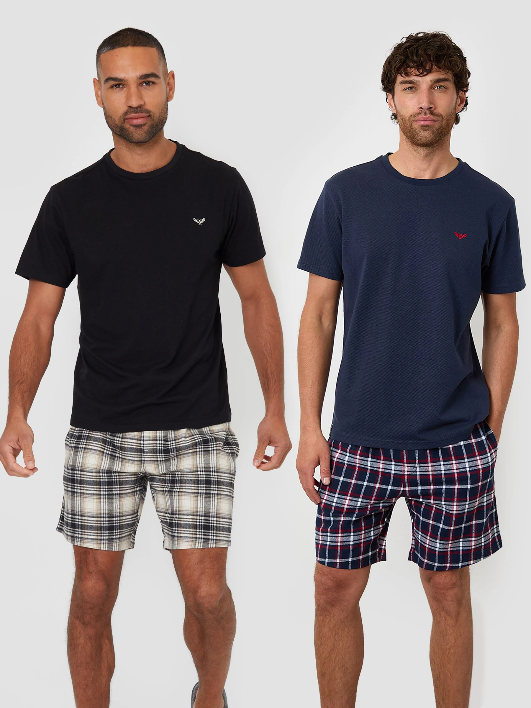 Threadbare Textured Check Shortie Pyjamas Set 2 Pack