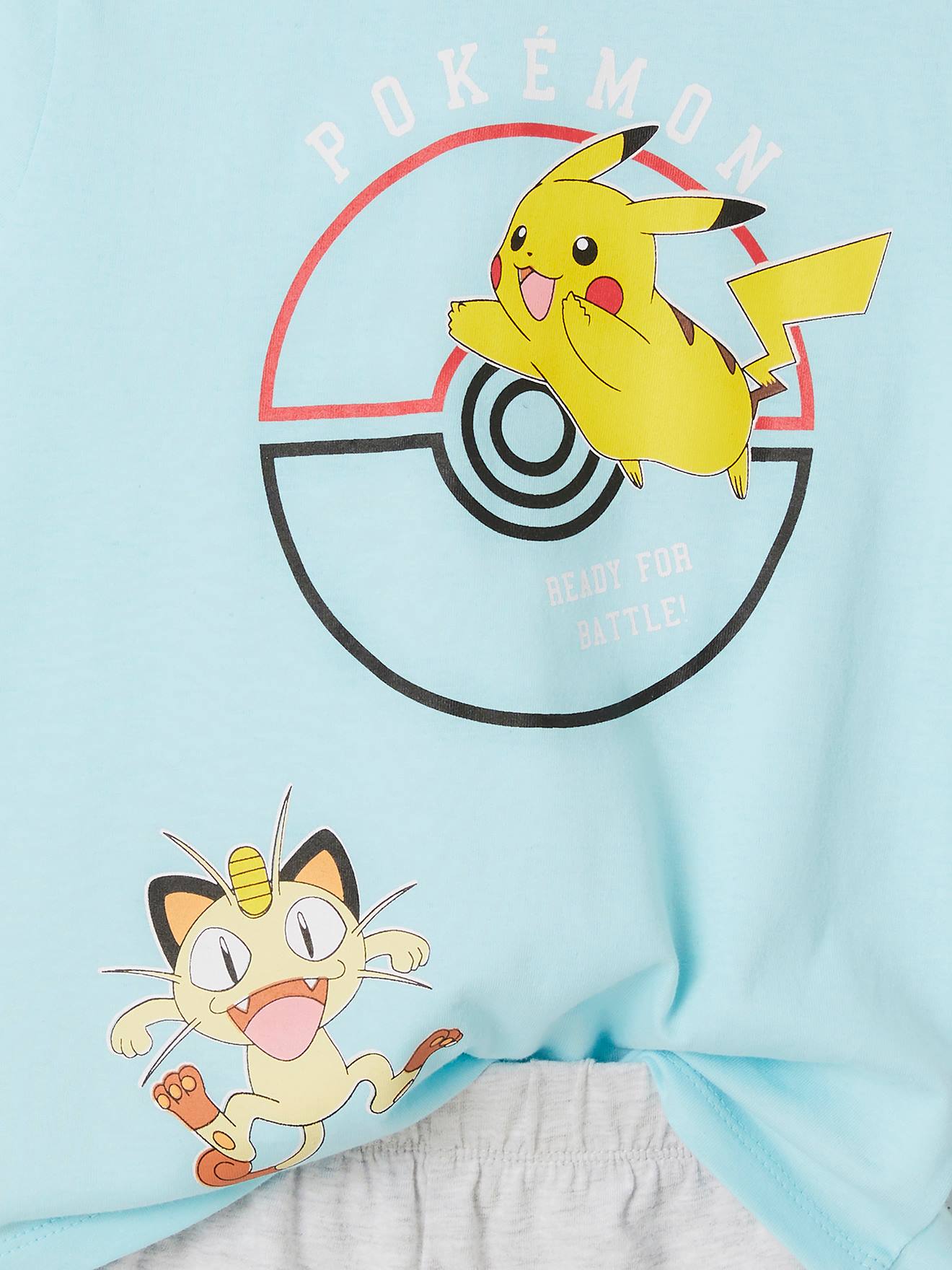 Pijama Pokémon® com shorts, azul médio, liso com estampas.