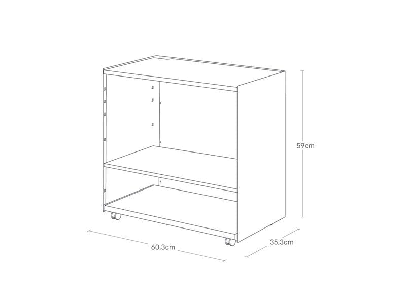 Yamazaki Servierwagen Tower 60.3 x 59 cm, Weiss Halbgeschlossener Aufbewahrungswagen