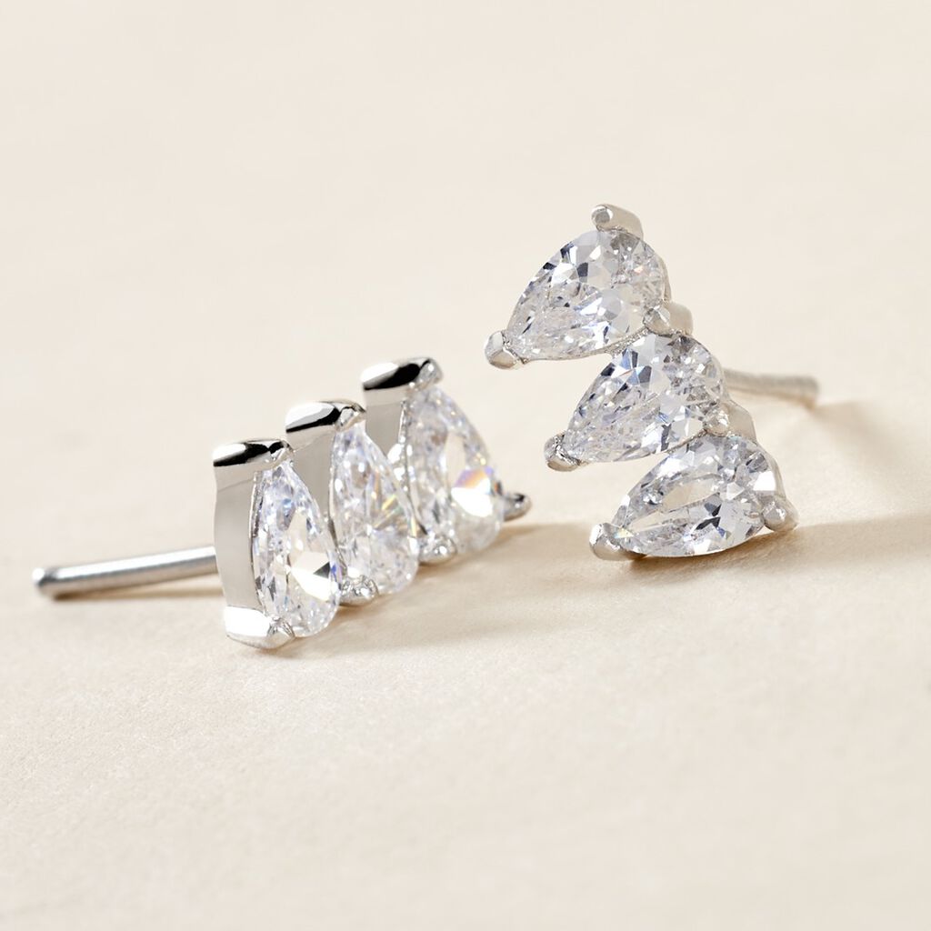 Boucles D'oreilles Puces Candelas Argent Blanc Oxyde De Zirconium
