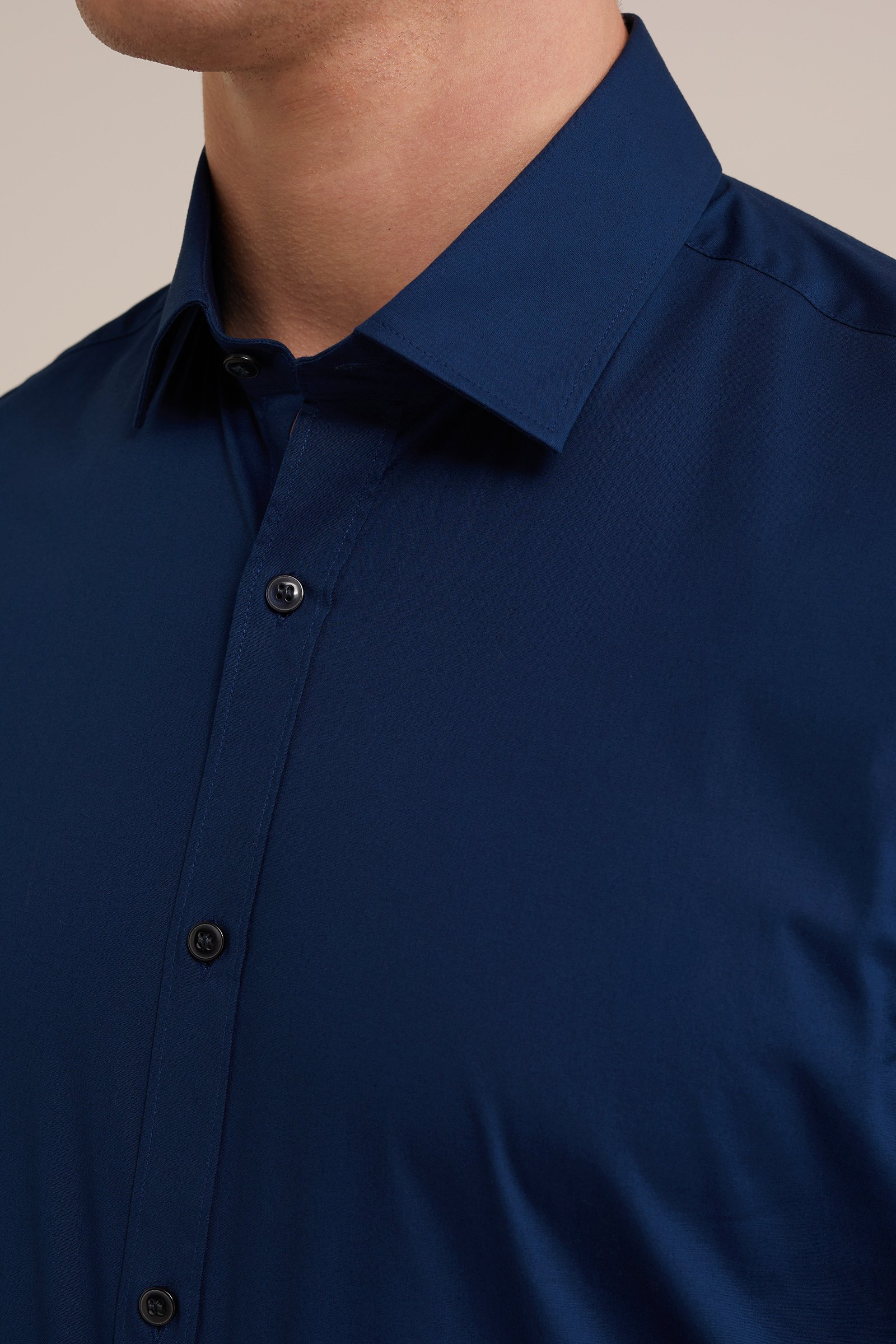 anti-odour overhemd met stretch Fundamentals Marineblauw