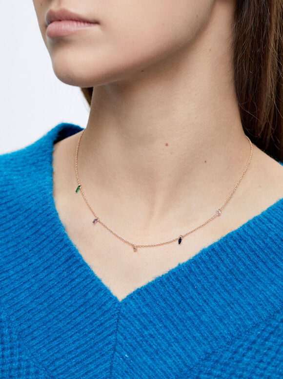 Colar com zircônias cúbicas - Multicolorido