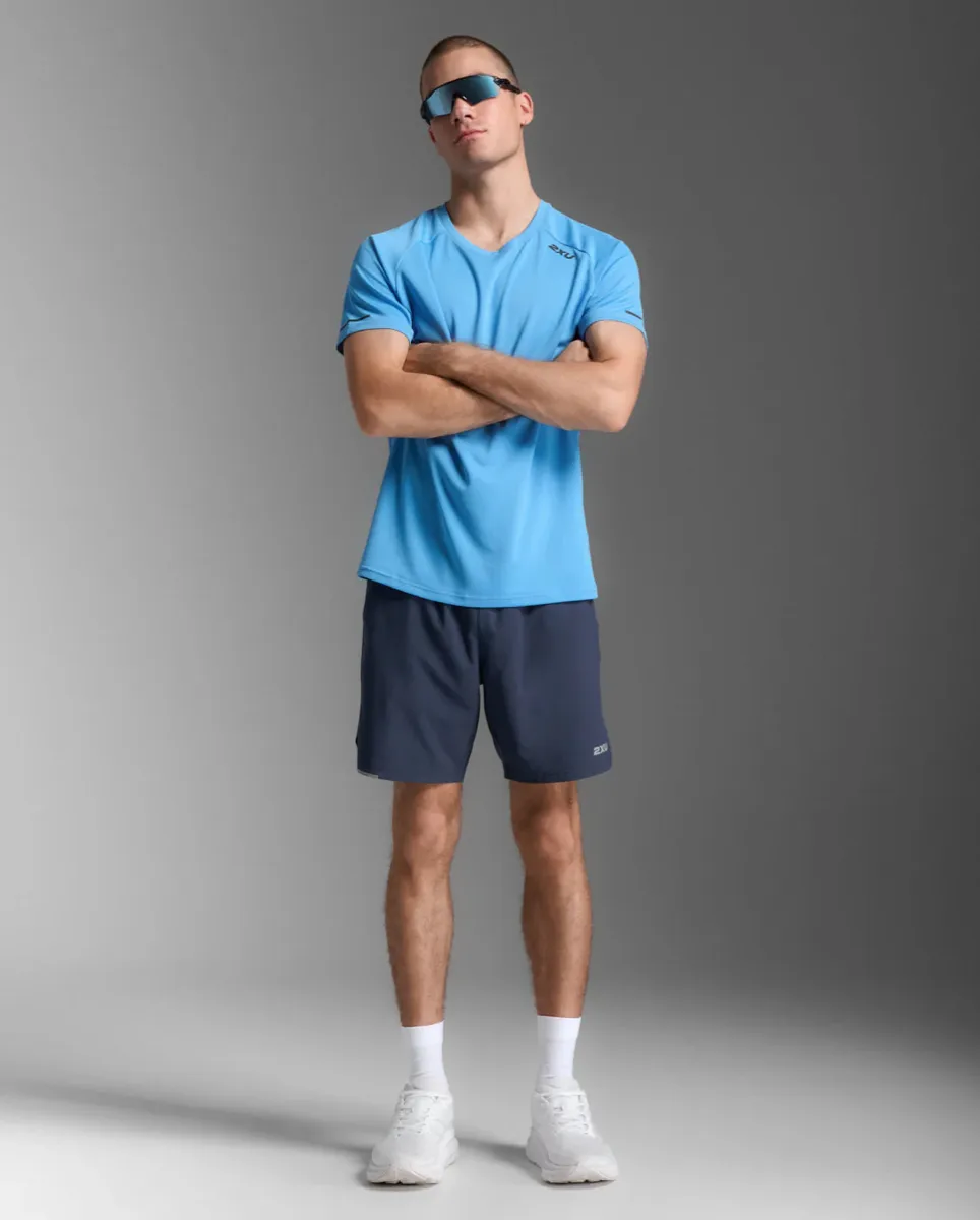 2XU Men's Aero Tee Azure Blue/black Reflective