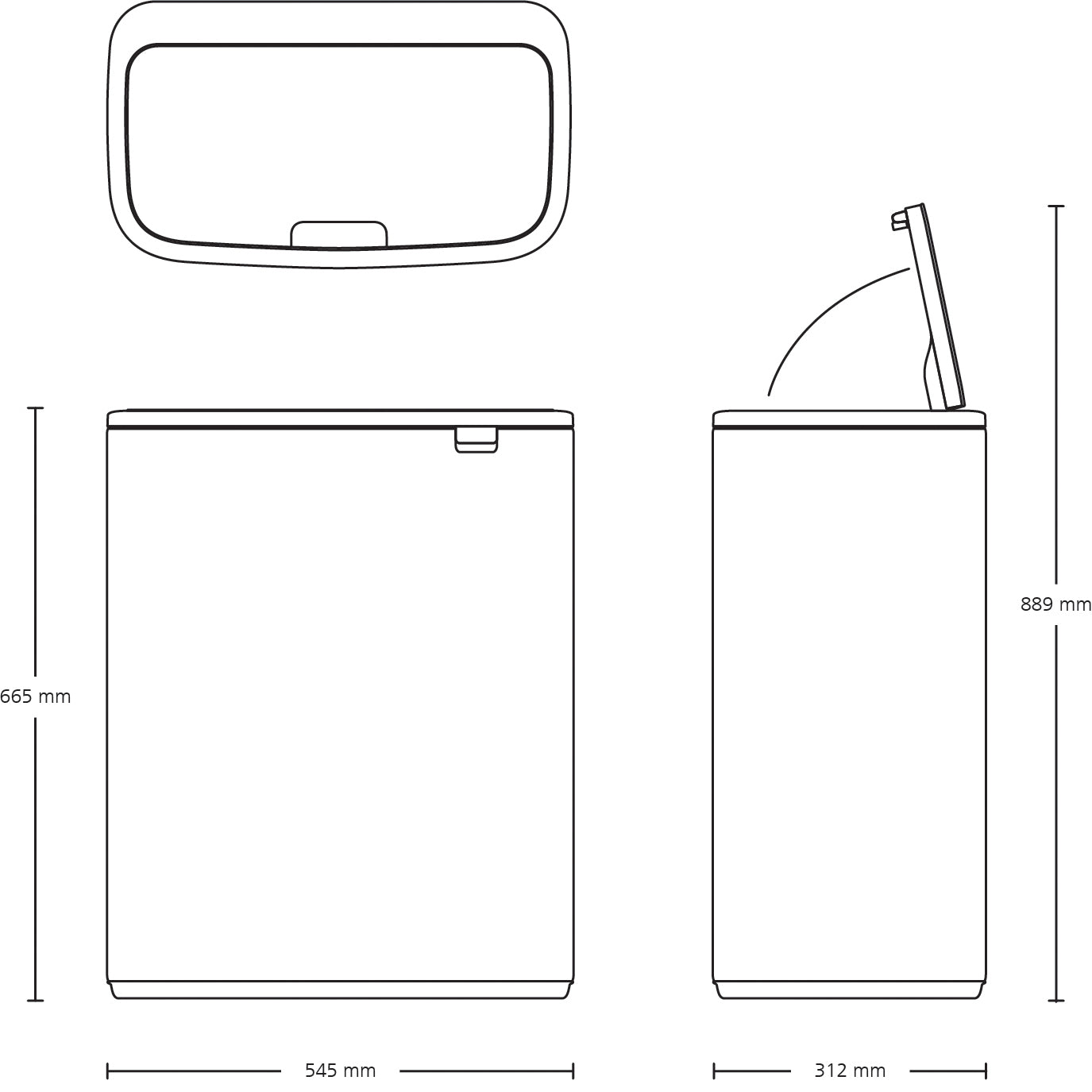 Brabantia Bo Touch Bin Afvalemmer 60 Liter - Confident Grey