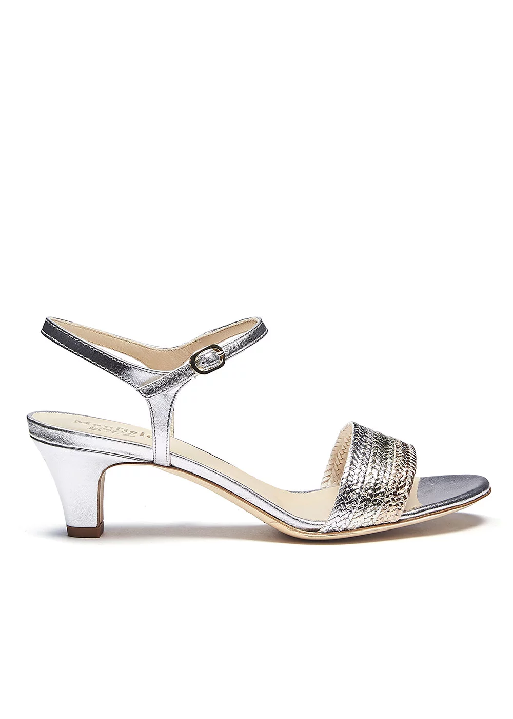 SANDALE CUIR TRESSE PLATINE TALON 3.5 CM