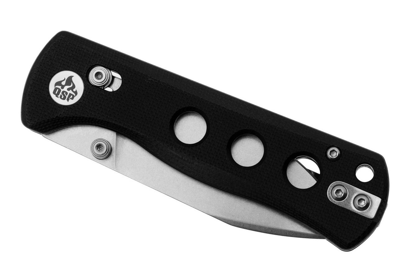 QSP Knife Canary Glyde 150GL-A1 Stonewashed 14C28N, Black G10, zakmes