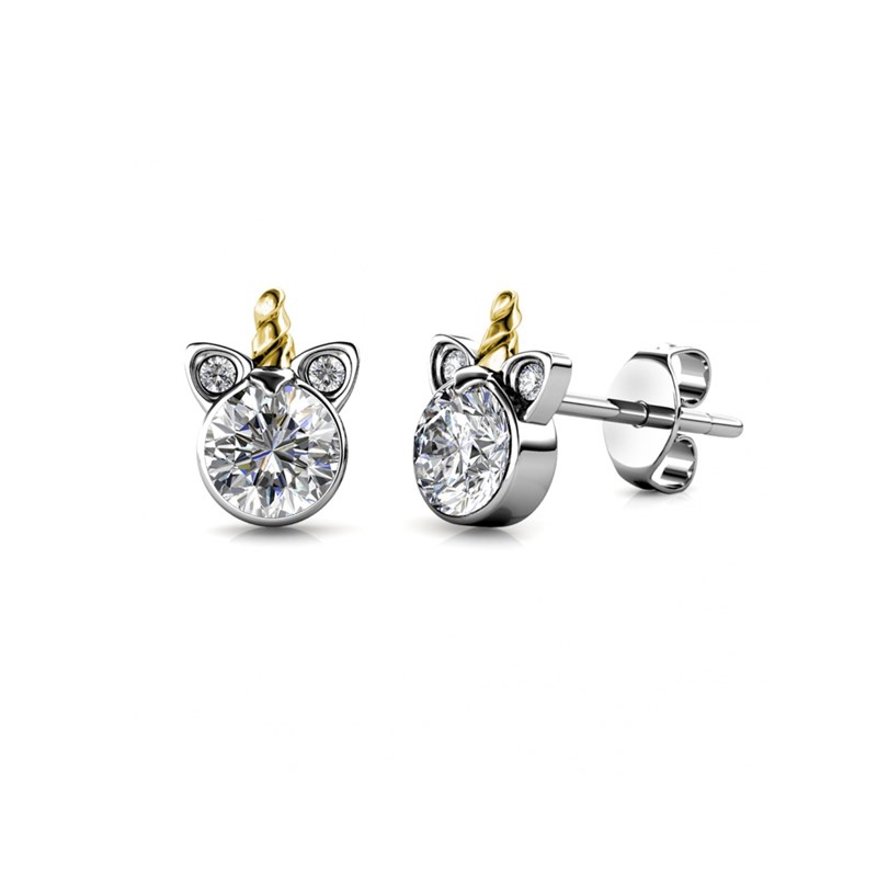 Boucles d'oreilles Unicorn - Argenté et Cristal
