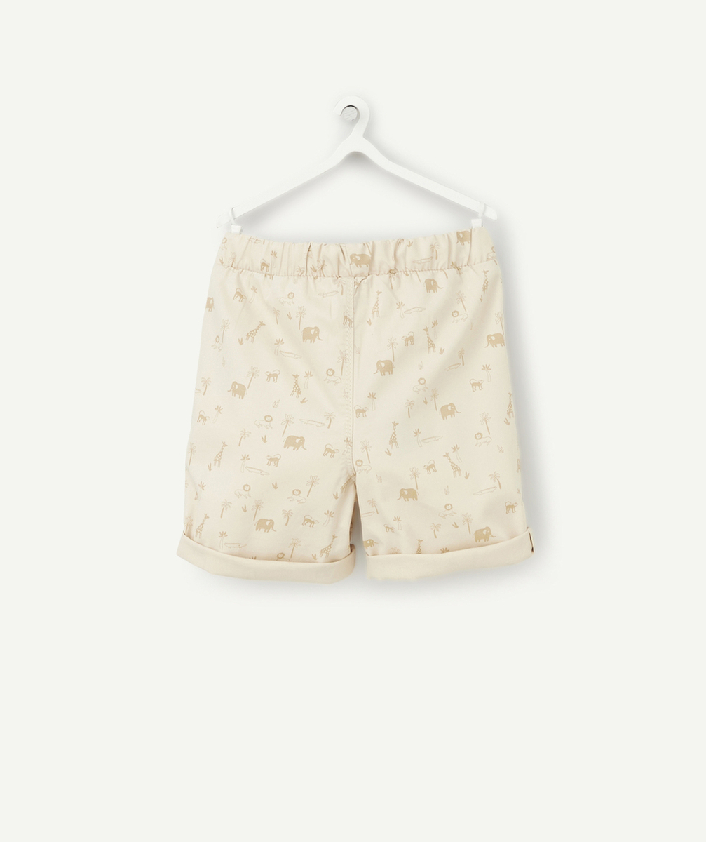 BERMUDA BÉBÉ GARÇON BEIGE IMPRIMÉ TROPICAL EN COTON