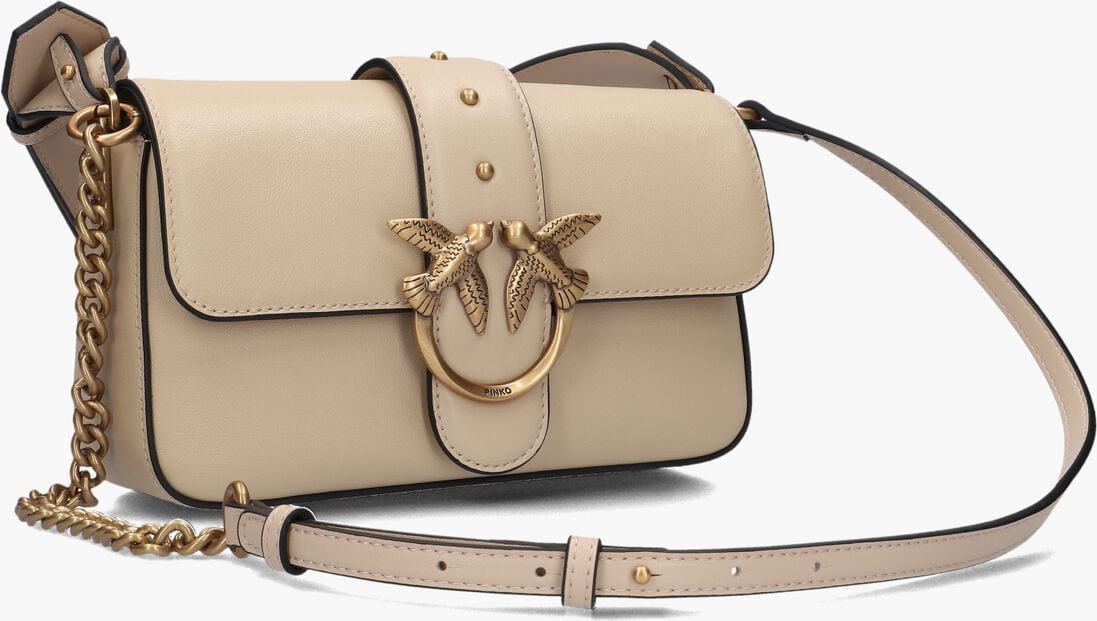 beige pinko schoudertas love one mini slouchy