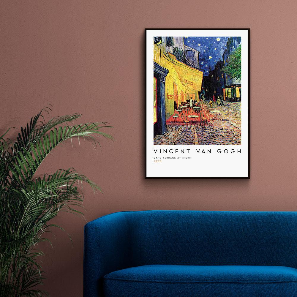 Walljar poster ingelijst - Vincent van Gogh - Caféterras Bij Nacht Poster ingelijst - 40 x 60 cm