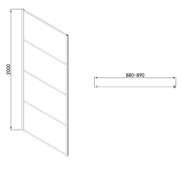 Allibert douchewand Loft Game 90x200cm zwart gestreept