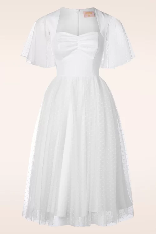 Topvintage Boutique Collection Topvintage exclusive ~ Holly Bridal swing jurk in wit