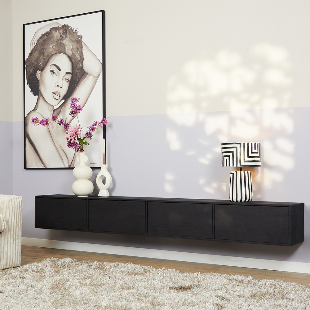 Zwevend Tv-meubel All Black 160