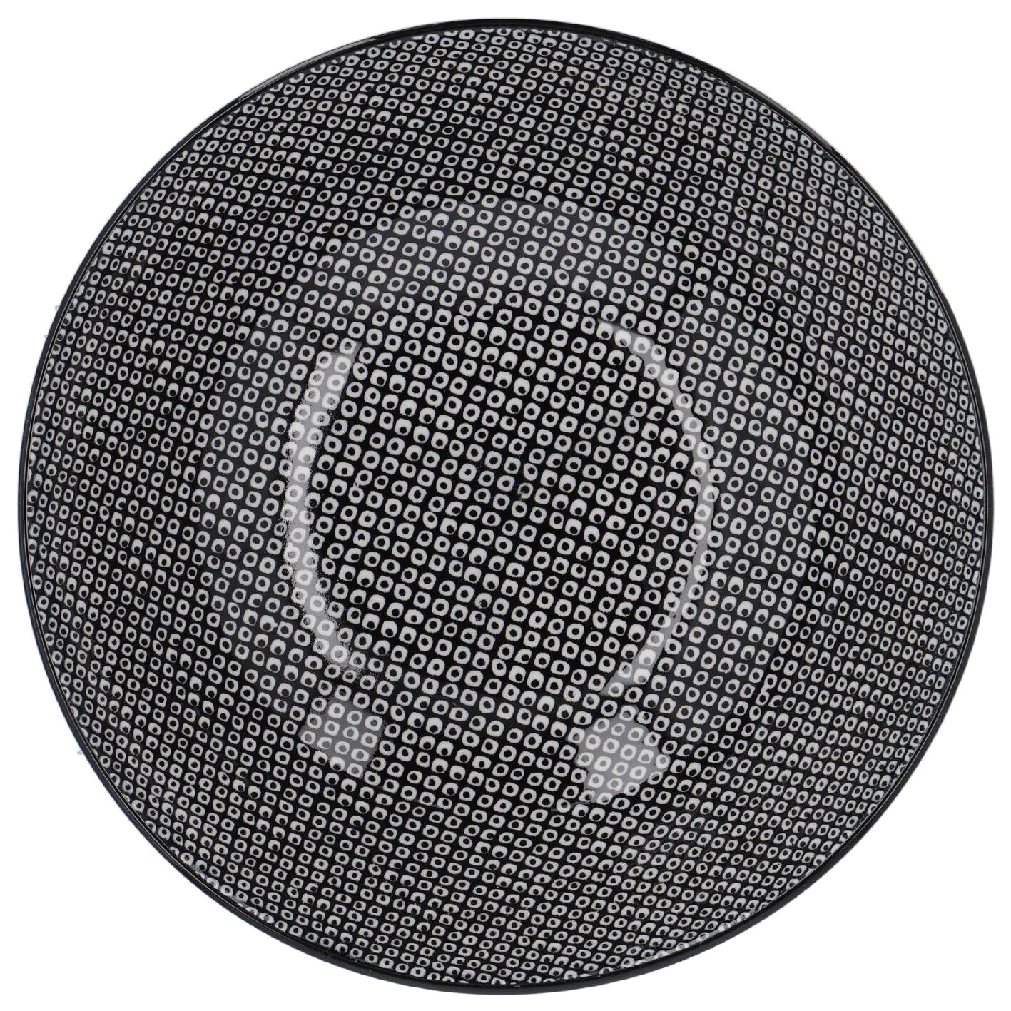 Schale China mit Rand, Perlen, schw/wss, 17 cm