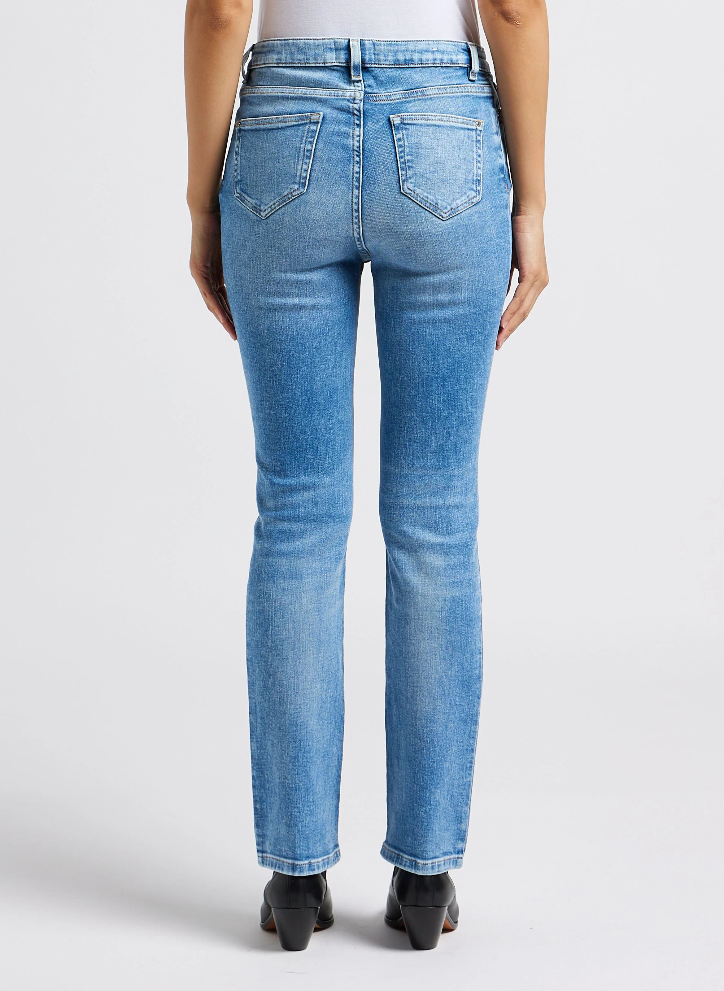 SONIA - Jean slim délavé en coton mélangé | Bleu