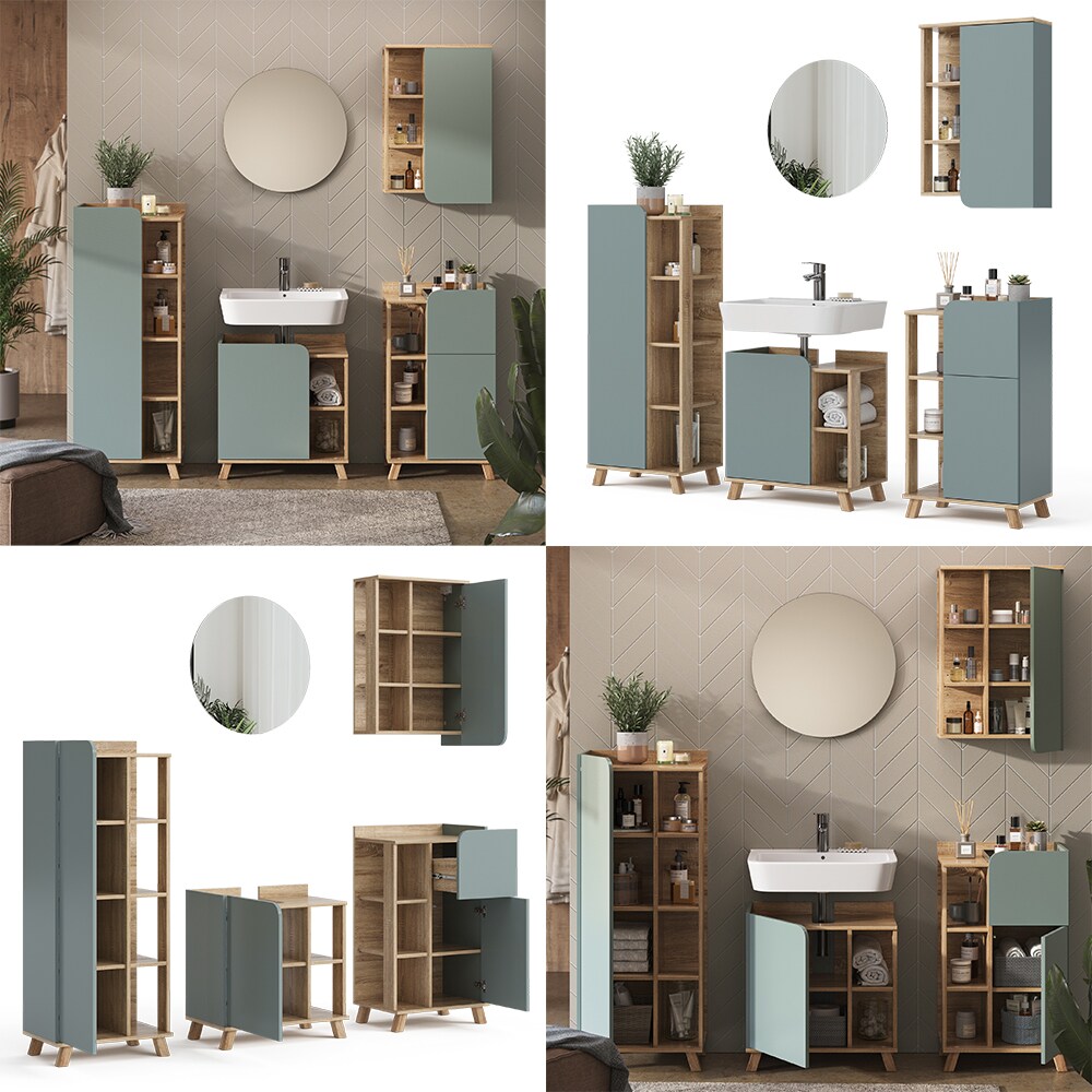 Vicco Badmöbel-Set Karen Sonoma Mintgrün 5 Teile