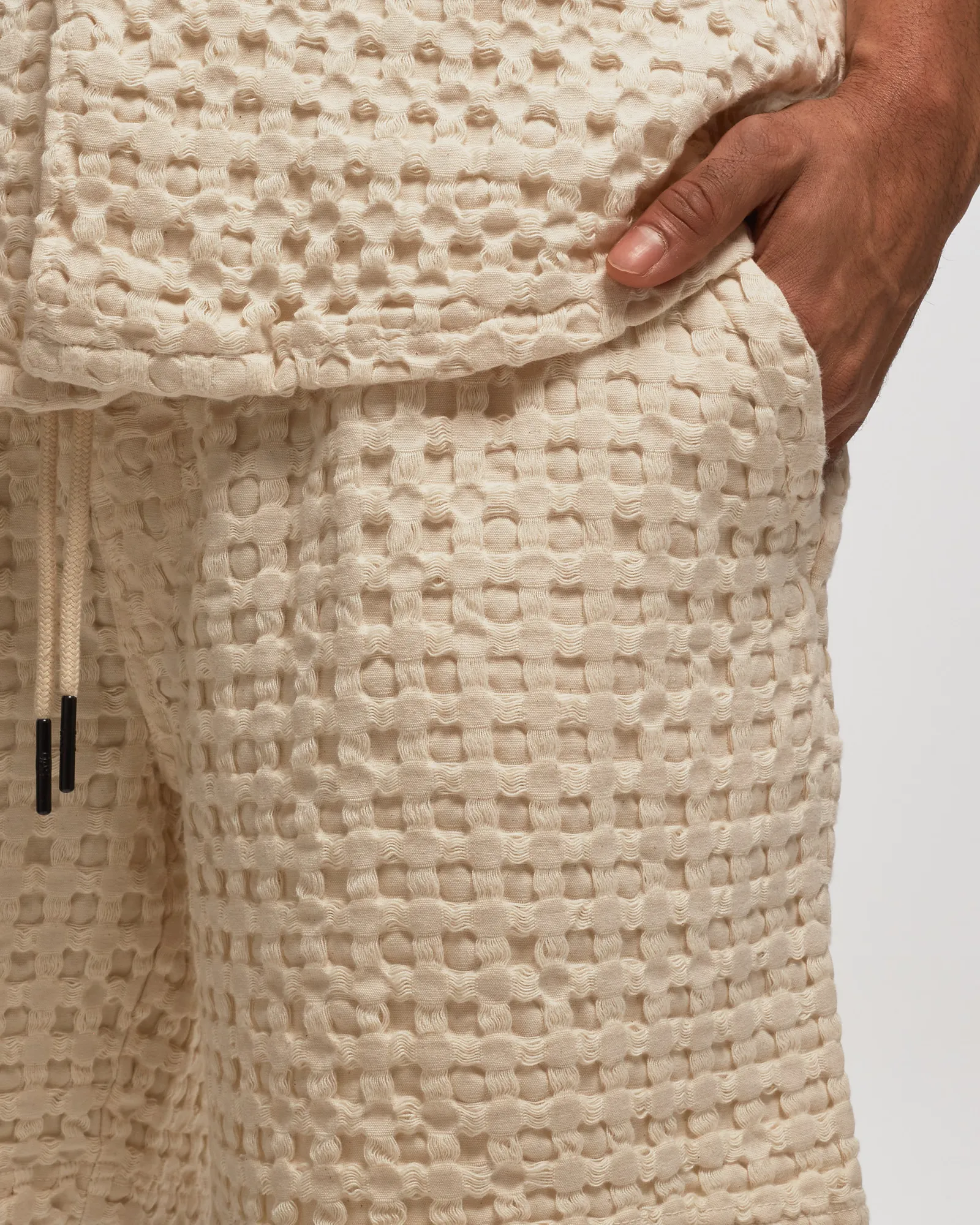 OAS Ecru Porto Waffle Shorts