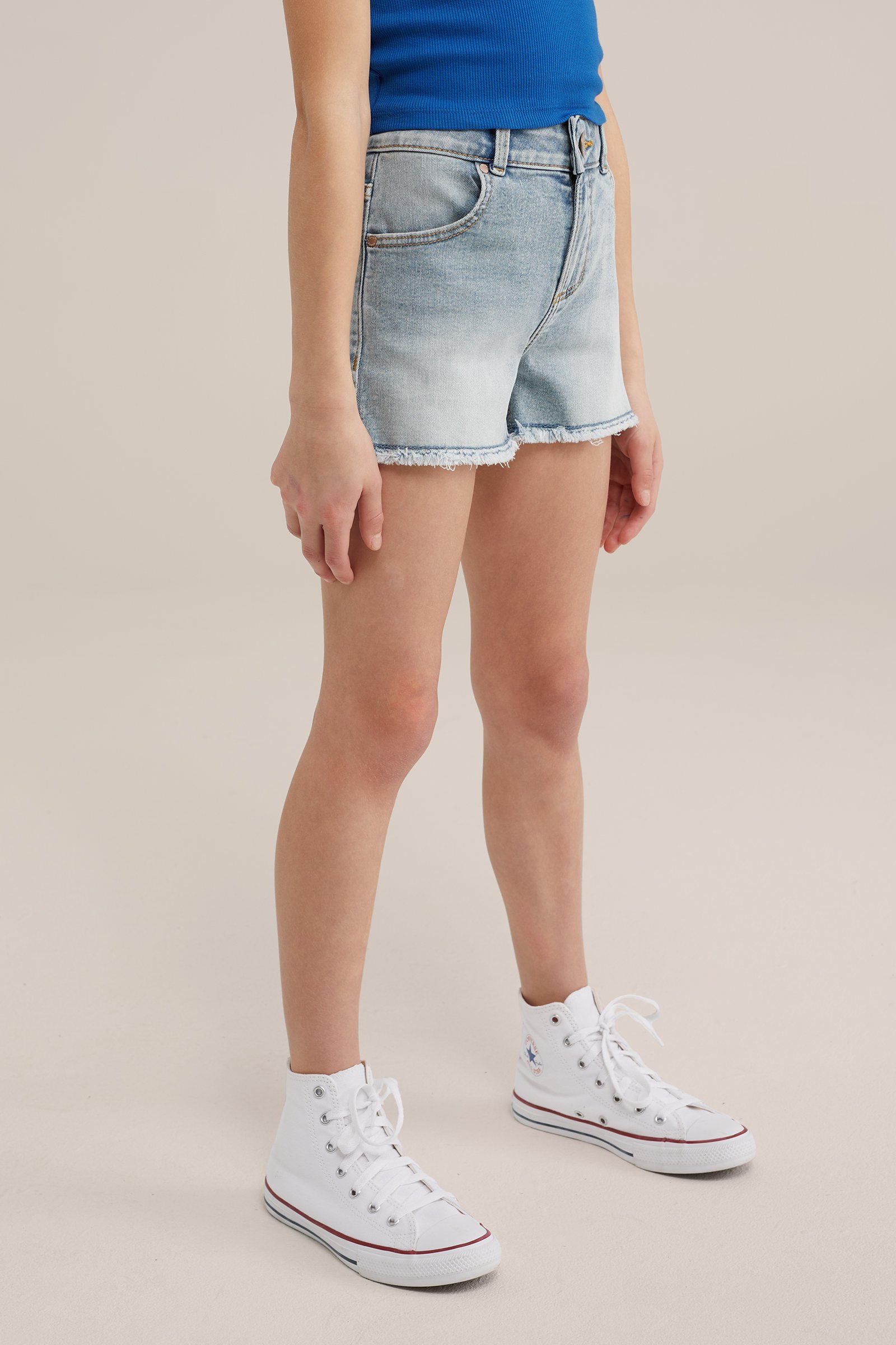 Meisjes slim fit denimshort Blue Ridge Lichtblauw