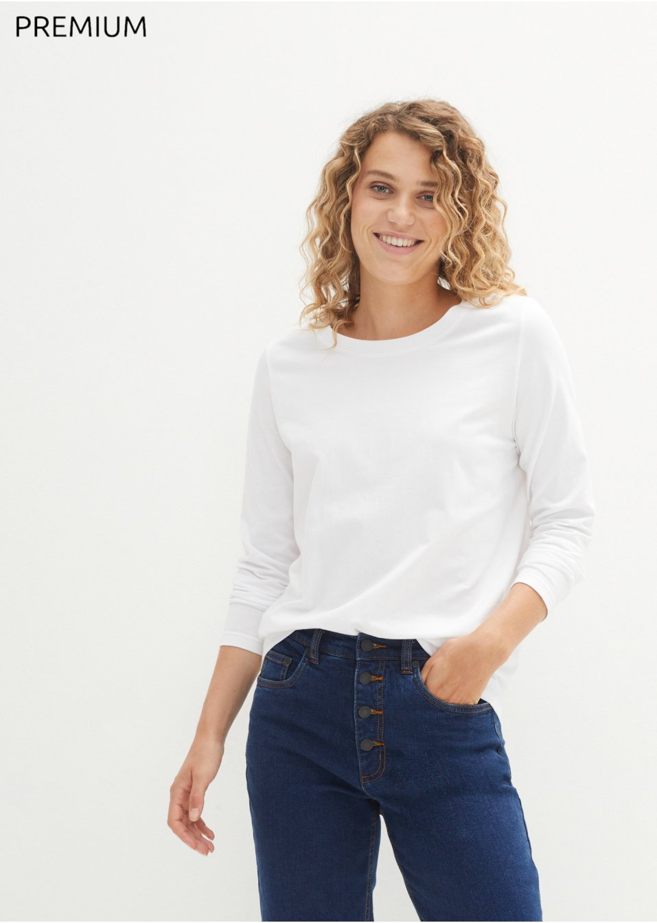 T-shirt manches longues avec col rond sans couture Essential