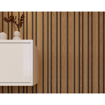 Lattenwand Decowall Acoustic Blend brons eiken, combinatie van verschillende breedtes, 260x30cm, 2 stuks (1.56m2)