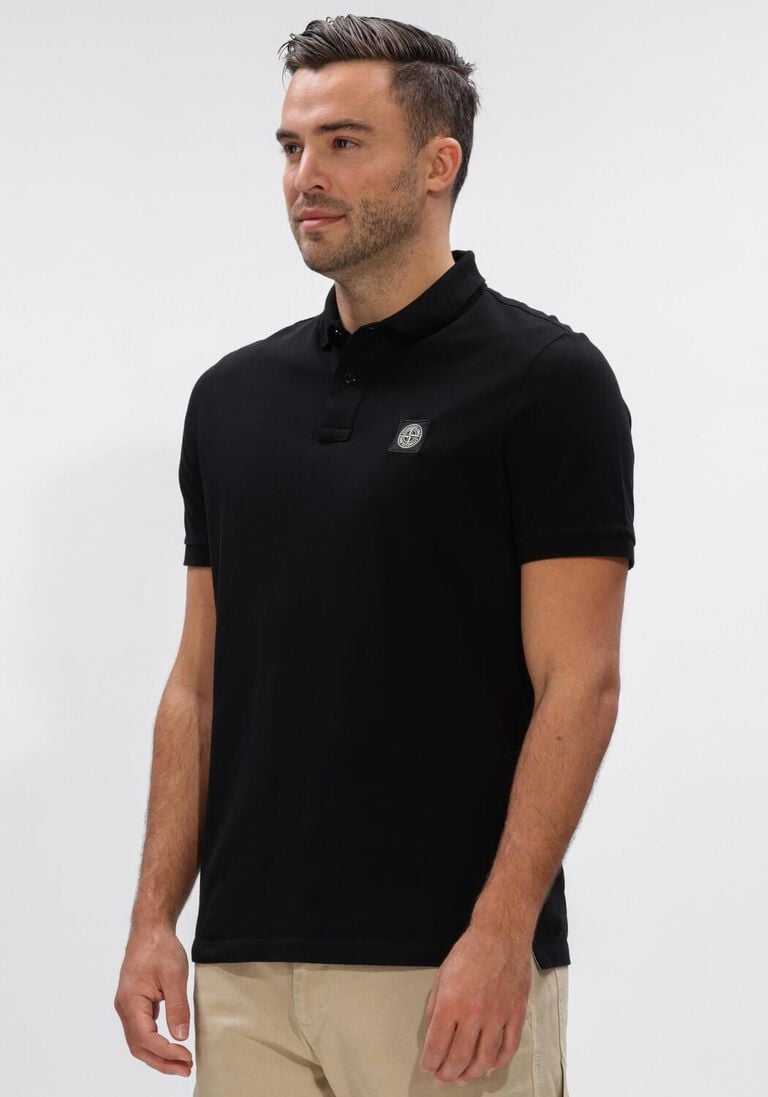zwarte stone island polo ss polo s0017