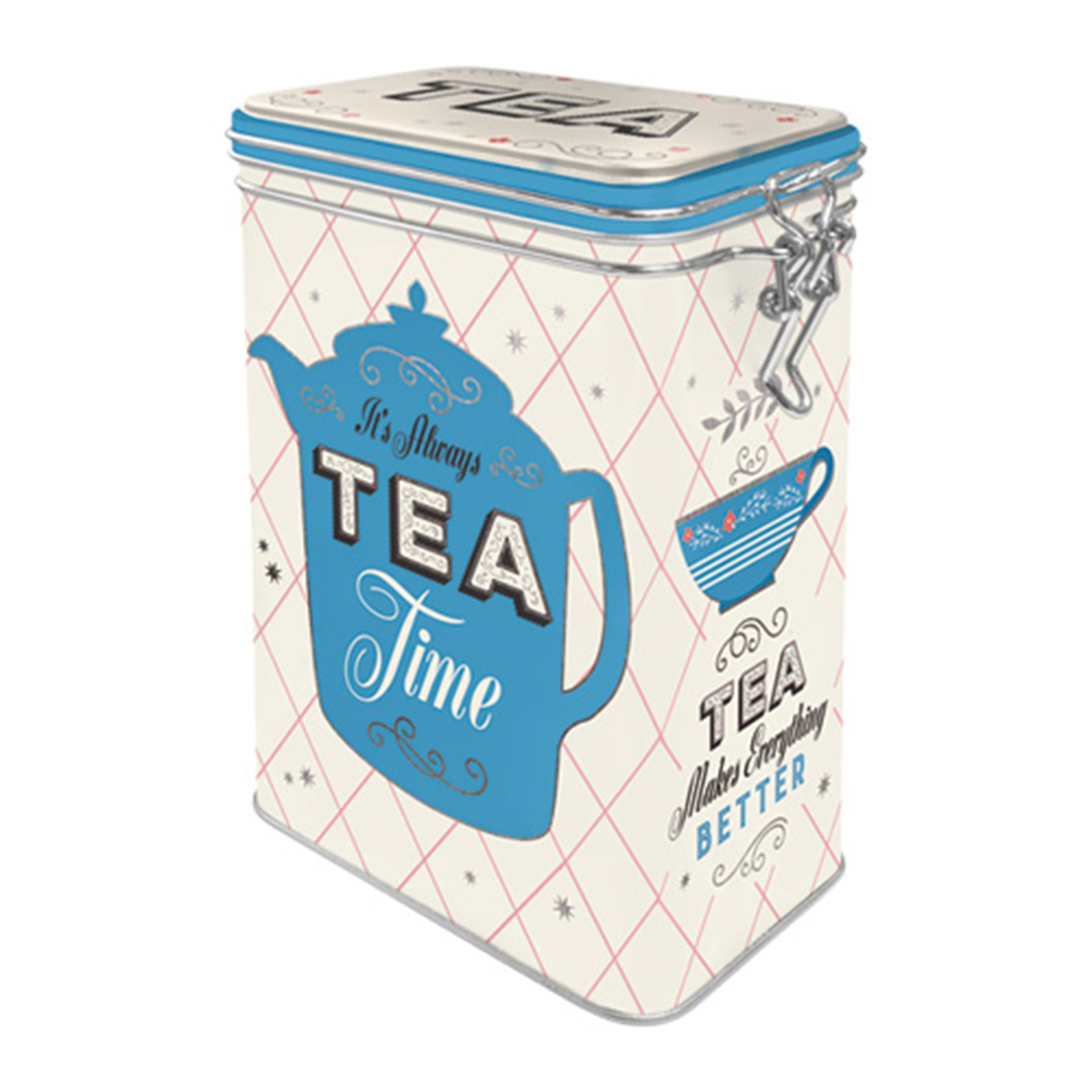 Vorratsdose - Tea-Time - beige-blau - mit Bügelverschluss