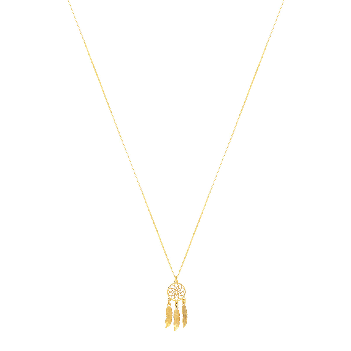 Collier or jaune 375 attrape-rêve 45 cm