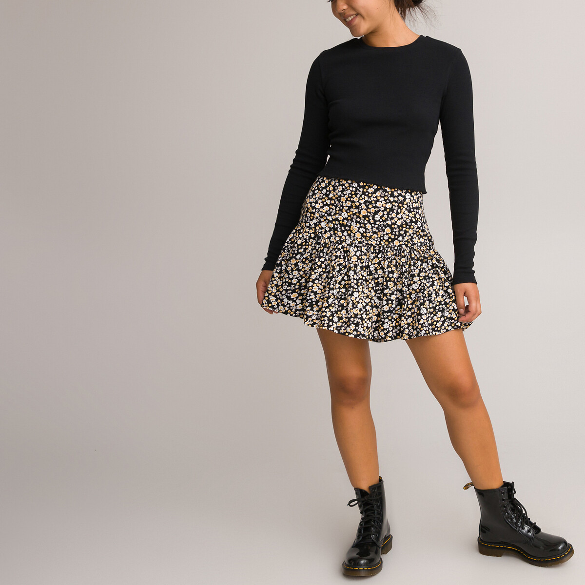 COLEÇÕES LA REDOUTE<br>Camiseta cropped em ribtricot, lange mouwen