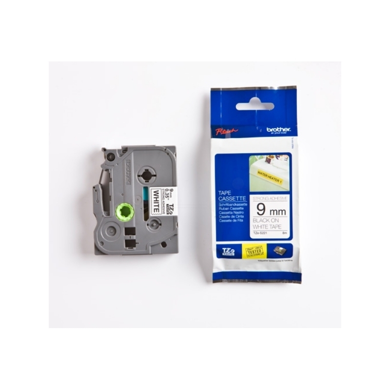 Brother P-Touch Band TZe-S221, extra stark, 9 mm, schwarz auf weiss