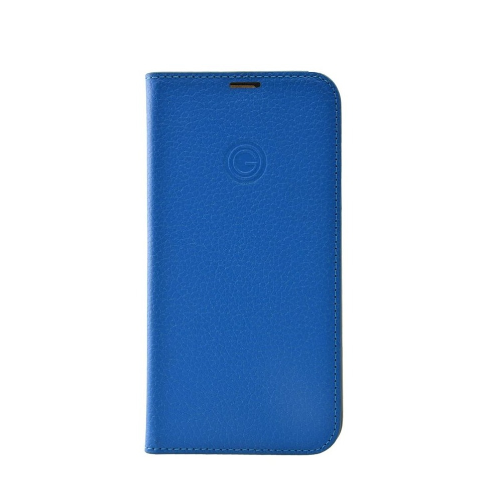 iPhone 13 Echtleder Book Case Tasche Flip Cover Hand Made (MARCIP13-M03) - Blau