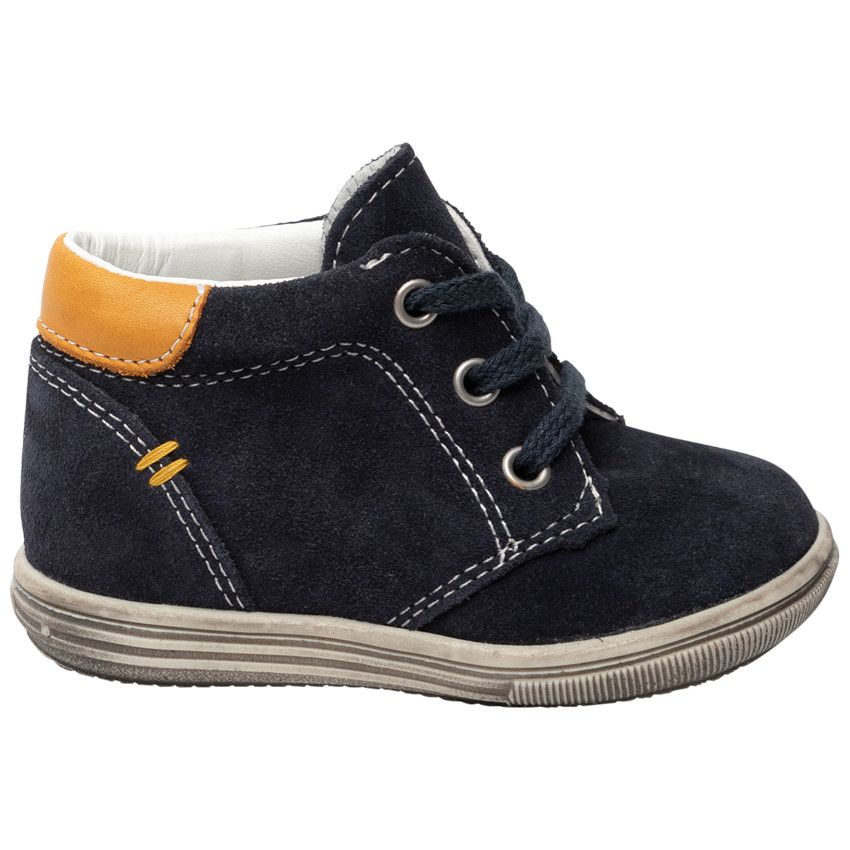 Bottillons bleu marine en cuir pour bébé garçon