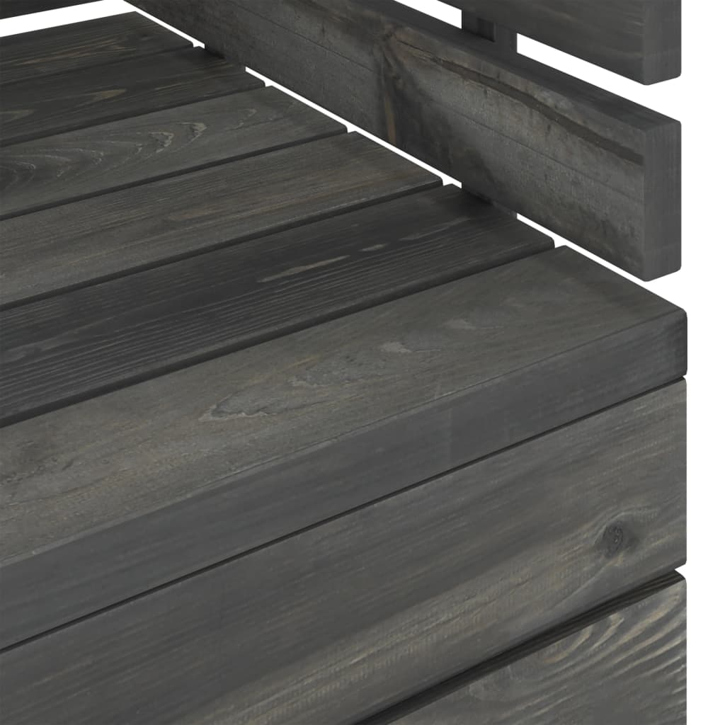 Salon de jardin palette meuble d'extérieur ensemble de mobilier 8 pièces bois de pin massif gris foncé