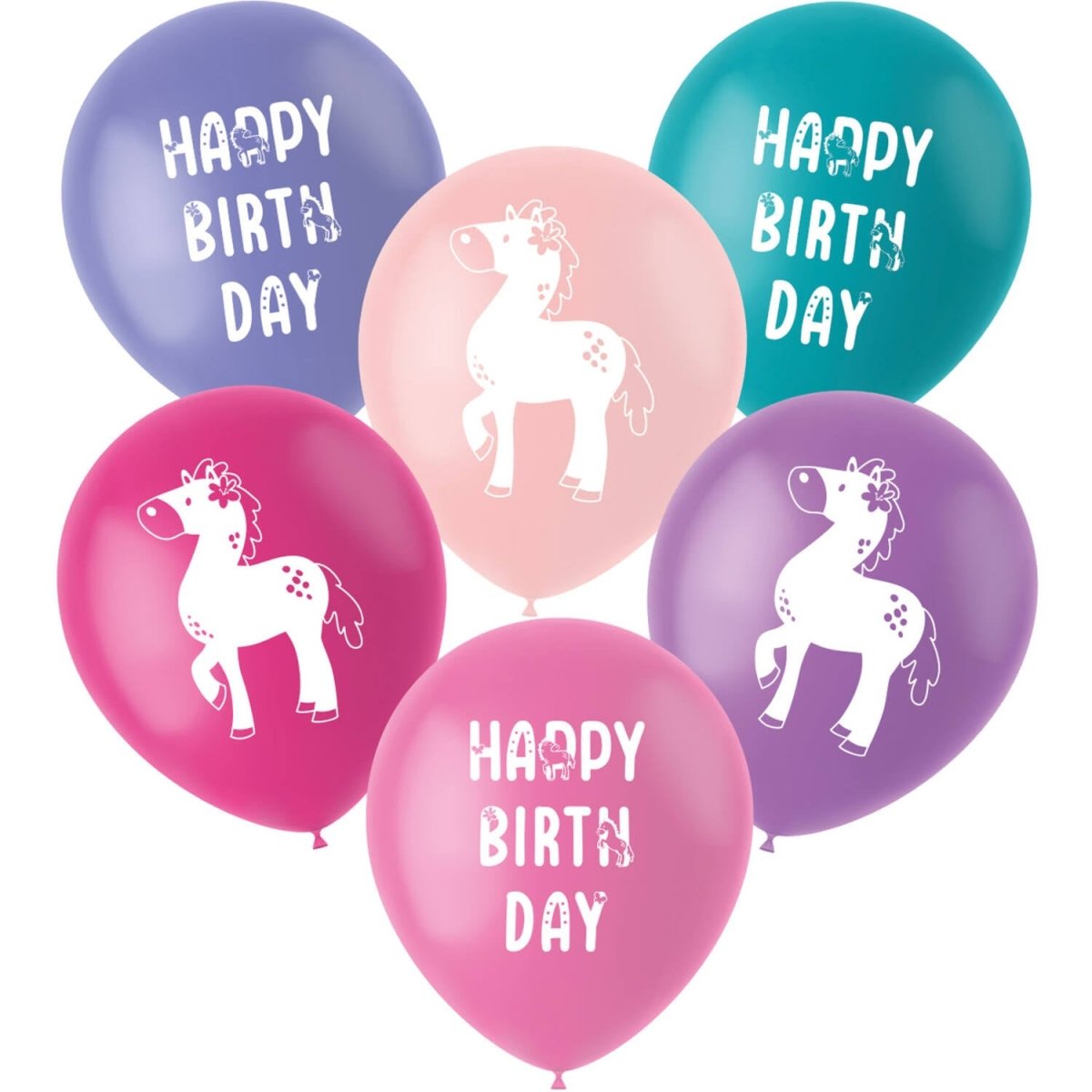 Happy Birthday Ballonnen Paarden 33cm 6st