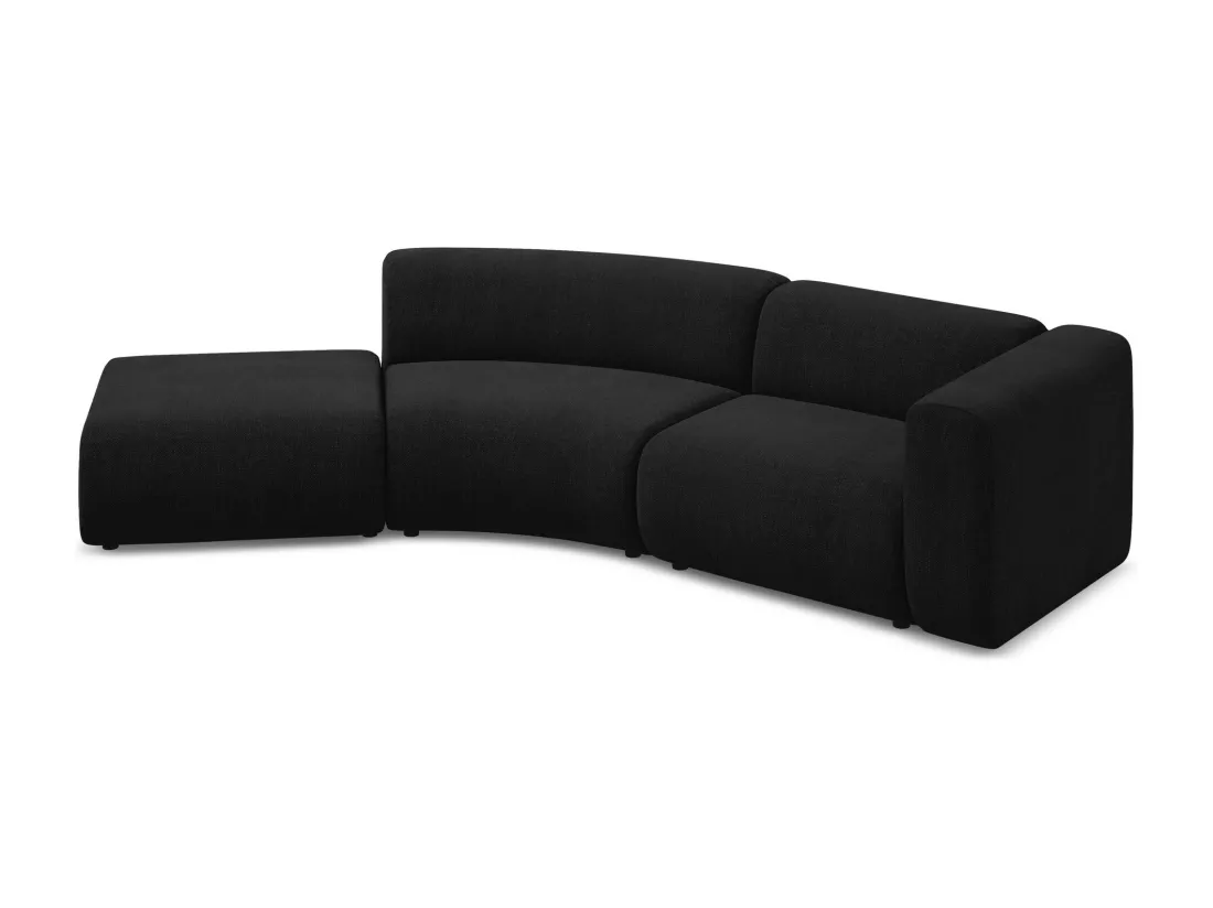 Canapé modulable 4 places gauche en tissu chenille - noir - EKAHI