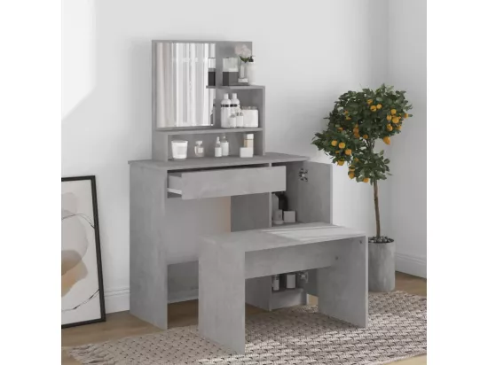 Coiffeuse avec miroir Gris béton 86,5x35x136 cm