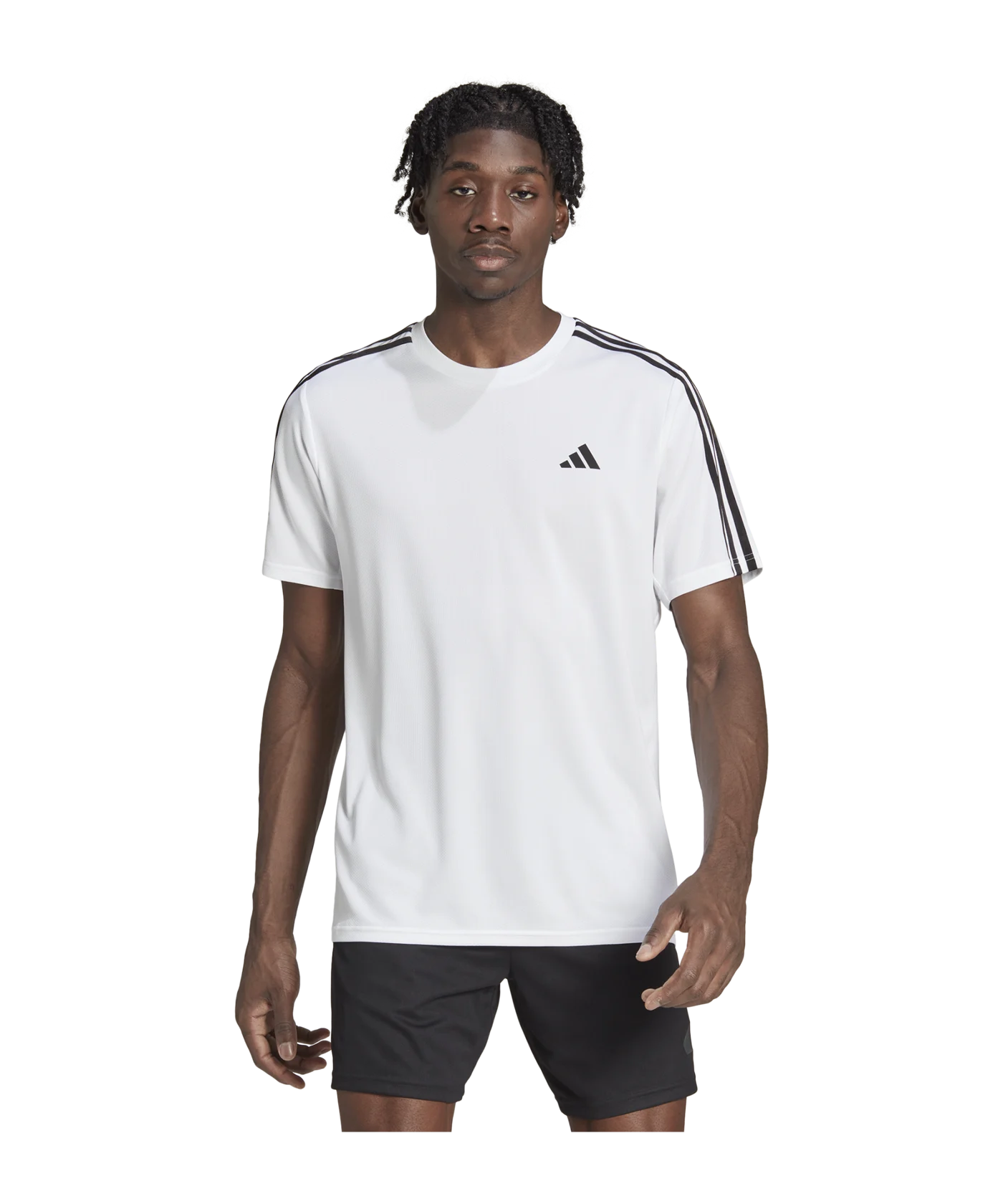 adidas Base 3-Stripes T-Shirt Weiss Schwarz