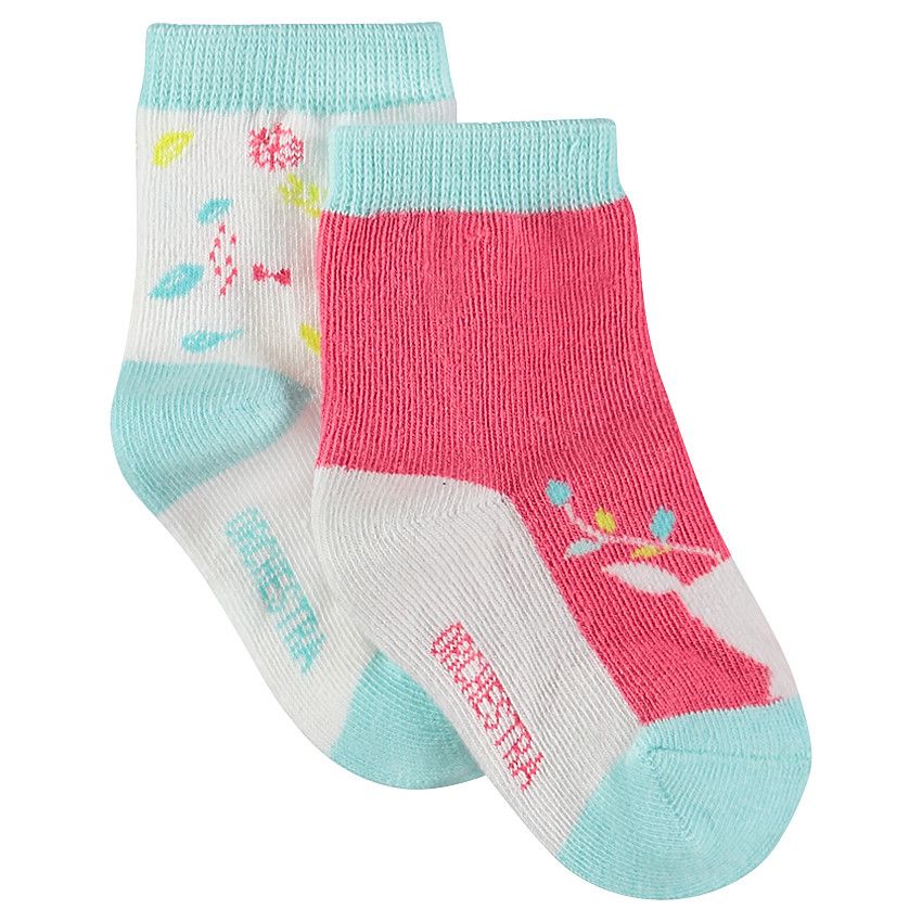 Lot de 2 paires de chaussettes assorties à motifs fantaisie - Rouge