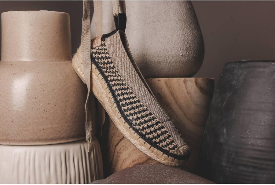 Shabbies Amsterdam Palma Kimono Espadrille Geweven Beige Zwart