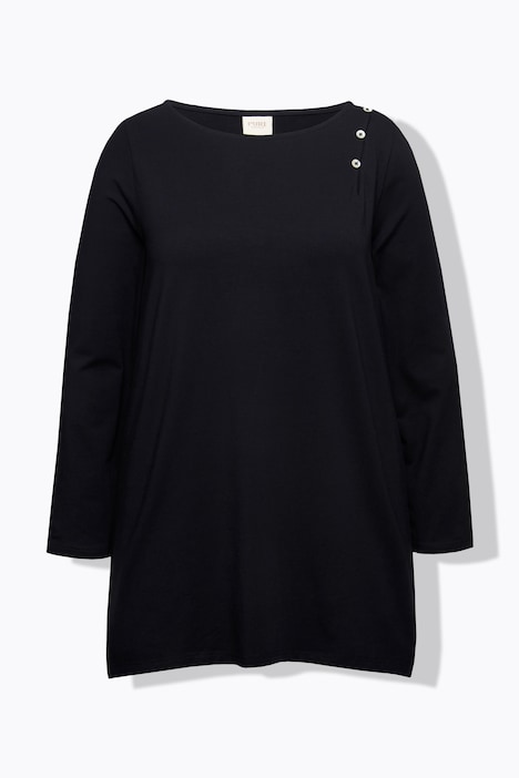 Shirt, Knöpfe, U-Boot-Ausschnitt, Langarm, Biobaumwolle