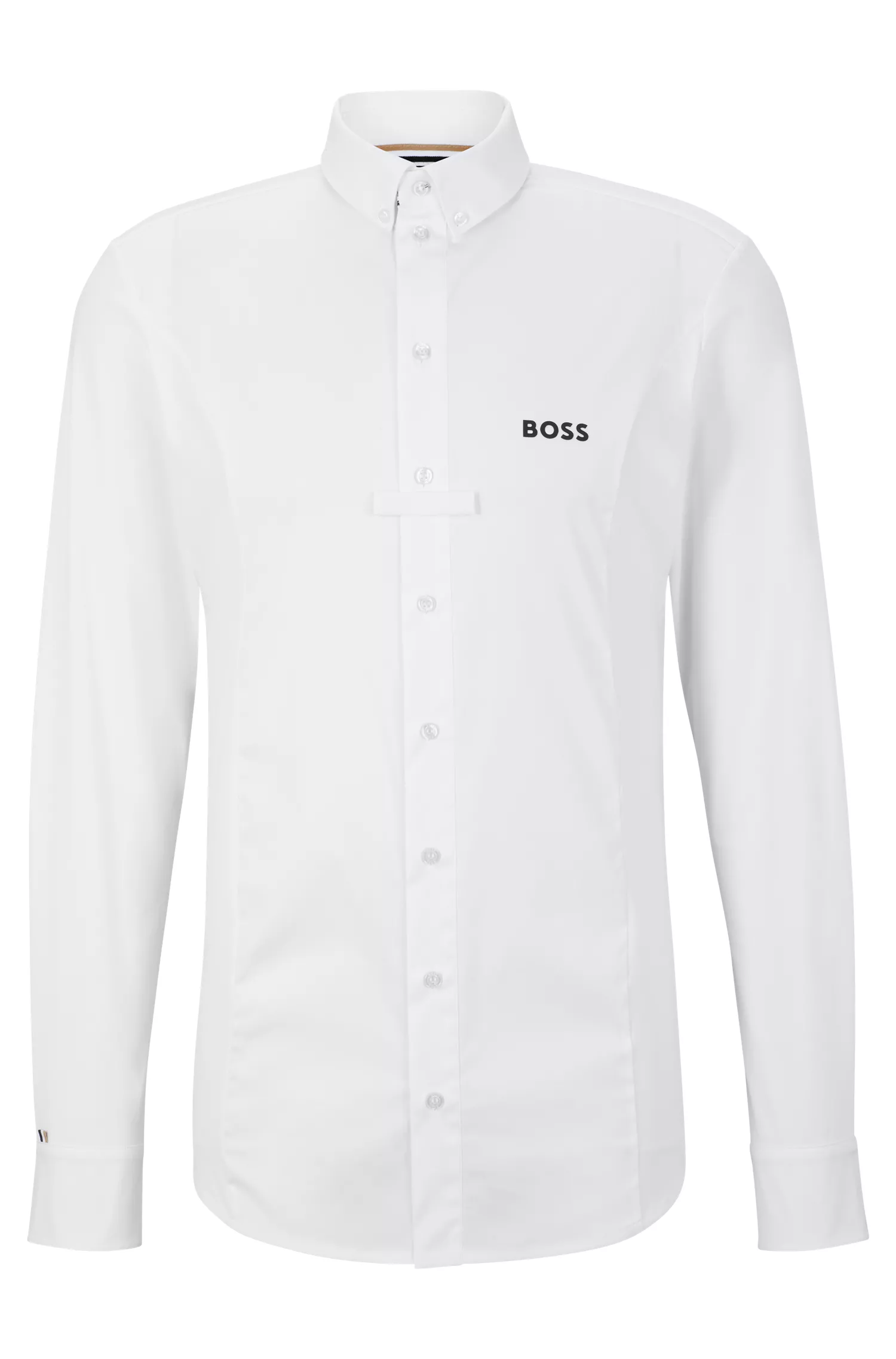 Camisa de competição BOSS Black-Equestrian slim-fit em materiais mistos