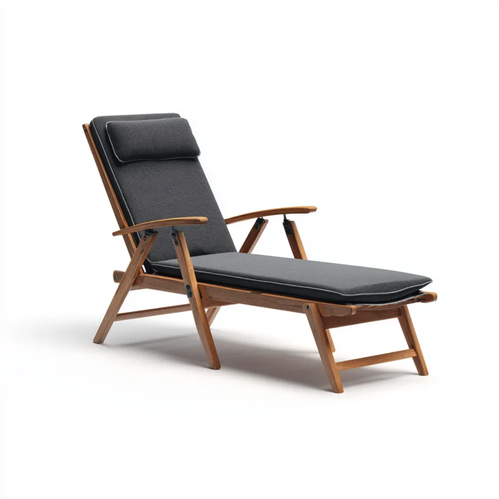 Gartenliege Holz – 200x70x35 cm – Dunkelgrau