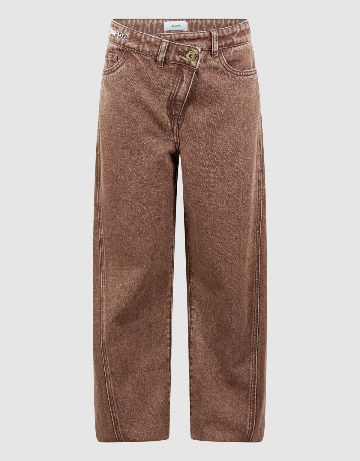 Asymmetrische Barrel Fit Jeans Bruin