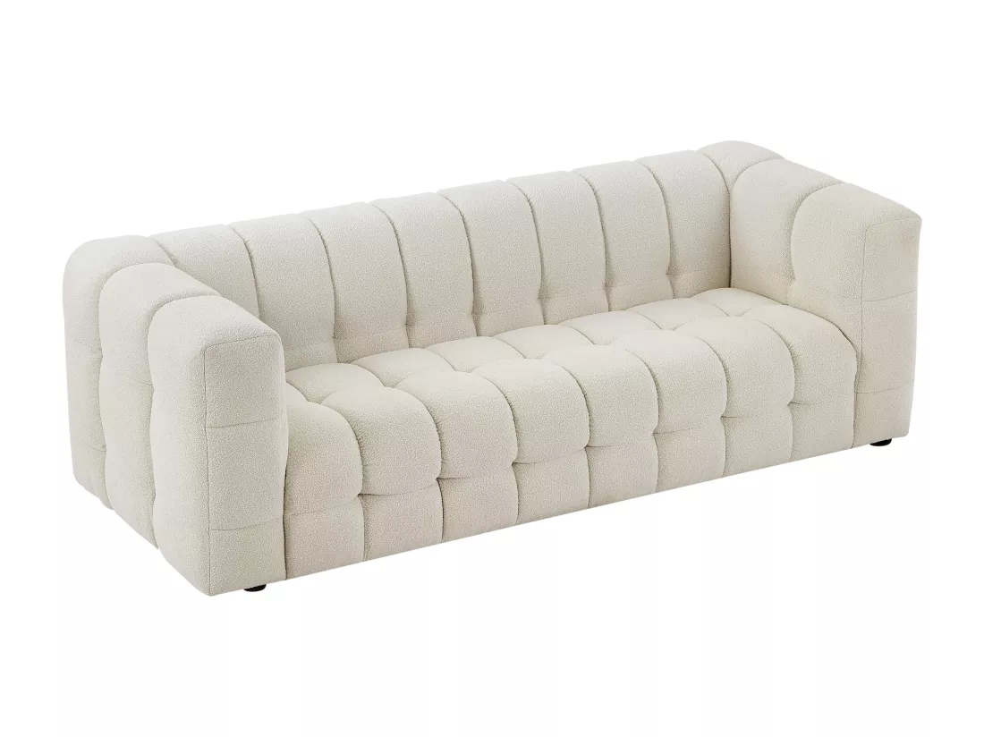 Canapé 3 places et fauteuil en tissu bouclette blanc ivoire LERICI de Pascal Morabito