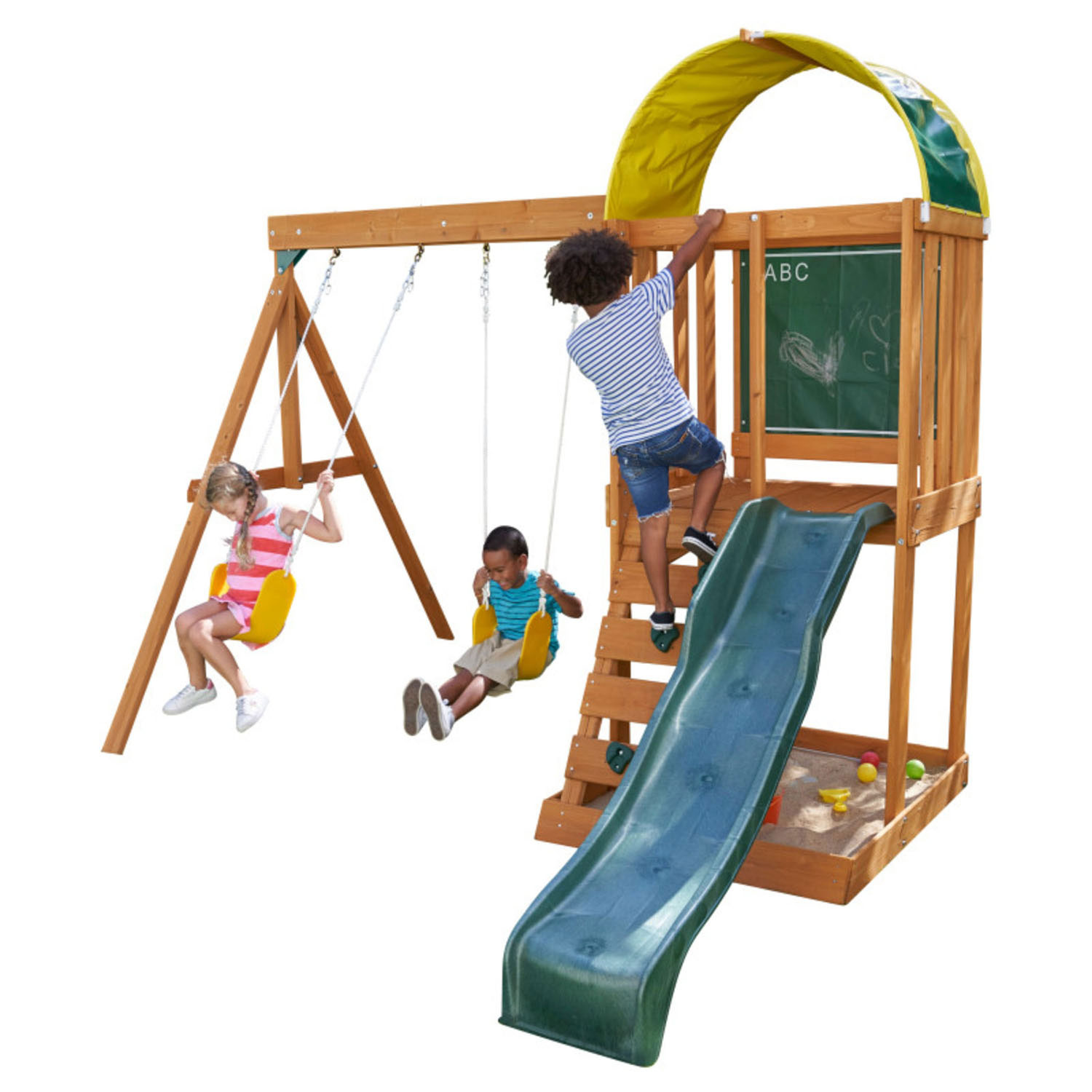 KidKraft Houten Speelhuis met Glijbaan en Schommels